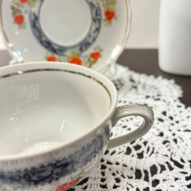 Чайная пара Довбышского ФЗ 1974-84гг Фарфор с цветочной деколью "Розы", золото. Картинка 5